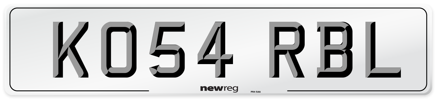 KO54 RBL Number Plate from New Reg